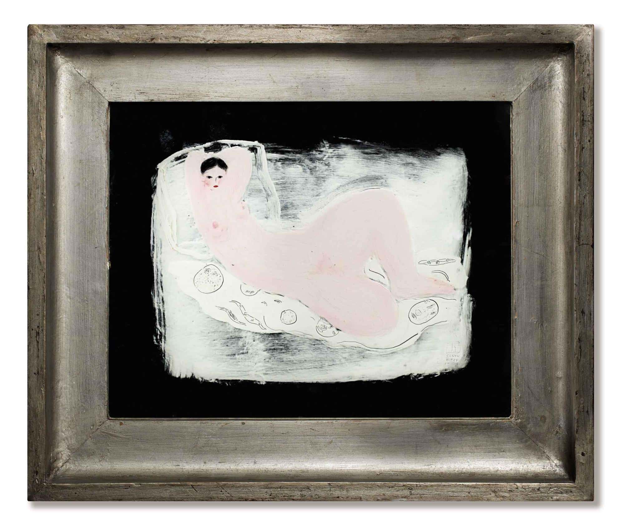 常玉《粉紅裸女》 1929 年作,油畫鏡面 33 x 42 公分